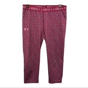 UA Under Armour Pink Geometric Print Capri Pants Medium Leggings